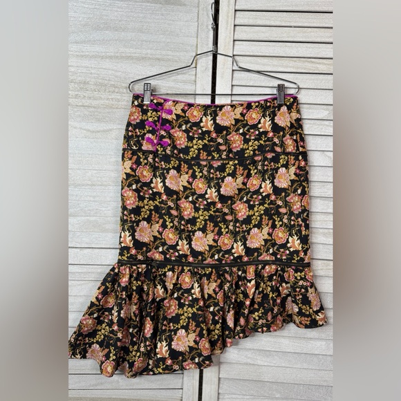 Miller Girl Nicole Miller Black &Pink Floral A-Line Skirt. 4. Great Condition. - Picture 1 of 15